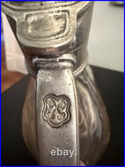 VTG crystal Glass & Pewter Duck decanter RCR (Royal Crystal Rock) Italy