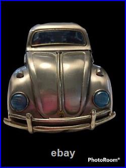 VW Volkswagen Bug Metal Vintage Music Box Bar Whiskey Decanter Shot Glasses