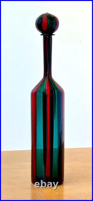 Venini Ponti Murano Italy Sommerso Art Glass Decanter Bottle Bianconi Vtg Mcm