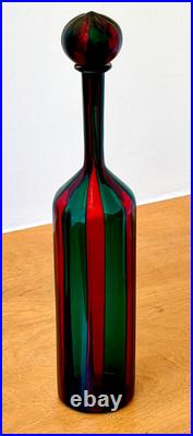 Venini Ponti Murano Italy Sommerso Art Glass Decanter Bottle Bianconi Vtg Mcm