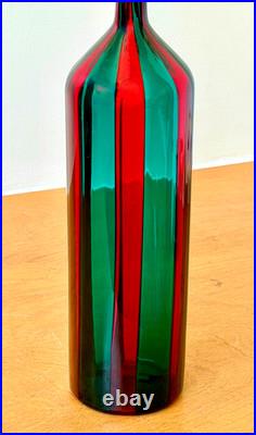 Venini Ponti Murano Italy Sommerso Art Glass Decanter Bottle Bianconi Vtg Mcm