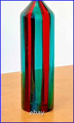 Venini Ponti Murano Italy Sommerso Art Glass Decanter Bottle Bianconi Vtg Mcm