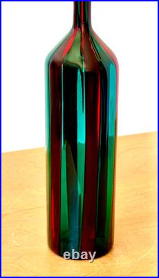 Venini Ponti Murano Italy Sommerso Art Glass Decanter Bottle Bianconi Vtg Mcm