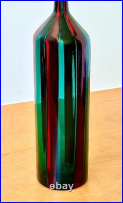 Venini Ponti Murano Italy Sommerso Art Glass Decanter Bottle Bianconi Vtg Mcm