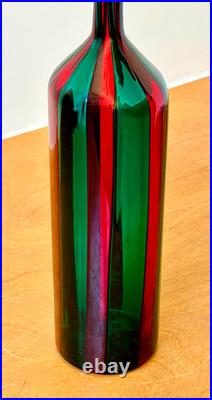 Venini Ponti Murano Italy Sommerso Art Glass Decanter Bottle Bianconi Vtg Mcm