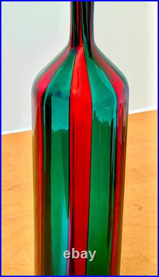 Venini Ponti Murano Italy Sommerso Art Glass Decanter Bottle Bianconi Vtg Mcm