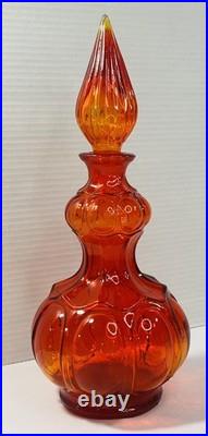 Very Nice Vintage Italian Empoli Corset Amberina Decanter