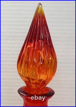 Very Nice Vintage Italian Empoli Corset Amberina Decanter