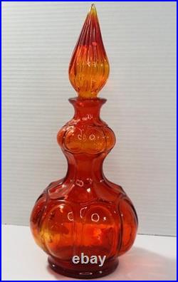Very Nice Vintage Italian Empoli Corset Amberina Decanter