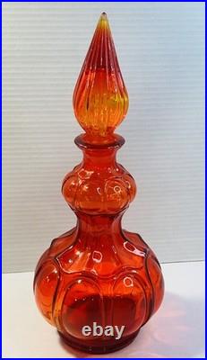 Very Nice Vintage Italian Empoli Corset Amberina Decanter