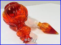 Very Nice Vintage Italian Empoli Corset Amberina Decanter