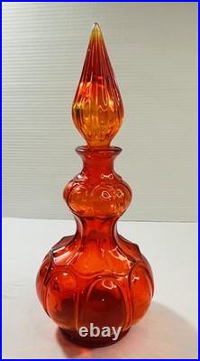 Very Nice Vintage Italian Empoli Corset Amberina Decanter