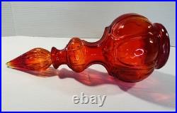 Very Nice Vintage Italian Empoli Corset Amberina Decanter