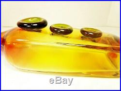 Very Rare Amberina Decanter Vase Applied Disks Buttons Rainbow Art Glass MCM VTG