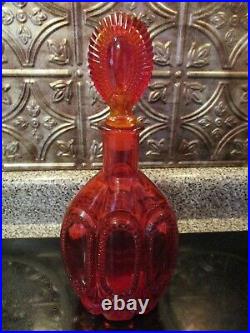 Very Unique RARE Vintage Red Wine/Liquor Decanter Glass Bottle with Stopper