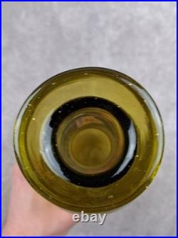 Vintag Empoli Triple Gourd Glass Decanter Vase Green 16 MCM Gurgle Art Italy