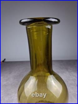 Vintag Empoli Triple Gourd Glass Decanter Vase Green 16 MCM Gurgle Art Italy