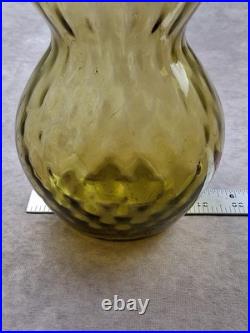 Vintag Empoli Triple Gourd Glass Decanter Vase Green 16 MCM Gurgle Art Italy