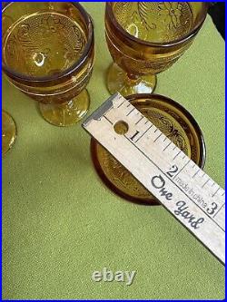 Vintage 10 Piece Amber Glass Indiana Tiara Decanter With Tray And 8 Glasses