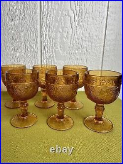 Vintage 10 Piece Amber Glass Indiana Tiara Decanter With Tray And 8 Glasses