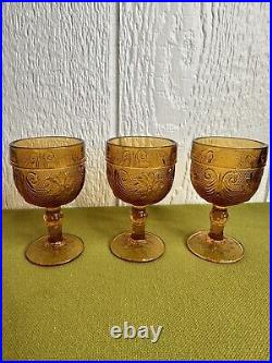 Vintage 10 Piece Amber Glass Indiana Tiara Decanter With Tray And 8 Glasses