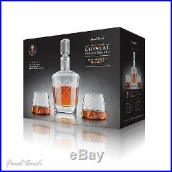 Vintage 100% Lead-free Crystal WHISKEY DECANTER 1L Drinking Set With Glasses UK