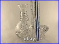Vintage 11.5 Cut Crystal Glass Clear Decanter See Pics Very Nice with Stopper