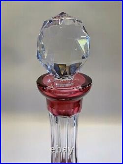 Vintage 13.75 Cranberry Red and Clear Glass Liquor Decanter