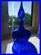 Vintage-13-Cobalt-Blue-Glass-Genie-Bottle-Squat-Mid-Century-Decanter-Stopper-01-snx