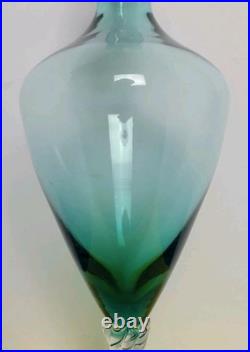 Vintage 14.5 Green Empoli Glass Decanter With Stopper & 6 Glasses Italy