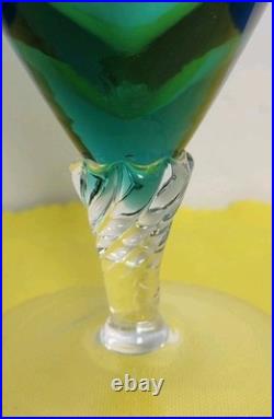 Vintage 14.5 Green Empoli Glass Decanter With Stopper & 6 Glasses Italy