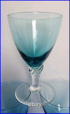 Vintage 14.5 Green Empoli Glass Decanter With Stopper & 6 Glasses Italy