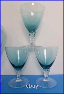Vintage 14.5 Green Empoli Glass Decanter With Stopper & 6 Glasses Italy