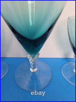Vintage 14.5 Green Empoli Glass Decanter With Stopper & 6 Glasses Italy