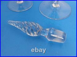 Vintage 14.5 Green Empoli Glass Decanter With Stopper & 6 Glasses Italy