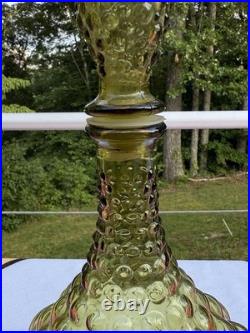Vintage 16 Italian Empoli Amber Bubble Squat Genie Bottle Glass Decanter