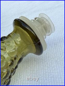 Vintage 16 Italian Empoli Amber Bubble Squat Genie Bottle Glass Decanter