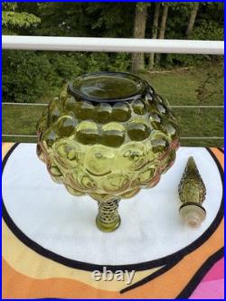 Vintage 16 Italian Empoli Amber Bubble Squat Genie Bottle Glass Decanter