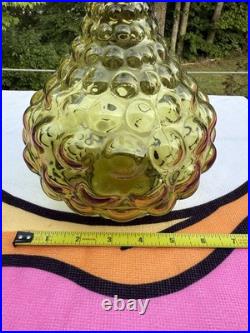 Vintage 16 Italian Empoli Amber Bubble Squat Genie Bottle Glass Decanter