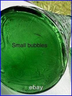 Vintage 17.5 Emerald Green Italian Empoli Genie Bottle Wave Textured Decanter
