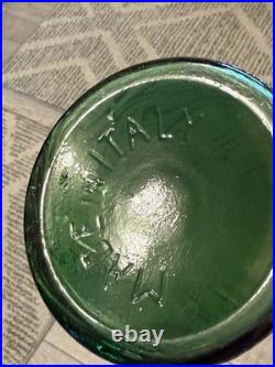 Vintage 17.5 Emerald Green Italian Empoli Genie Bottle Wave Textured Decanter