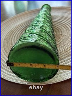 Vintage 17.5 Emerald Green Italian Empoli Genie Bottle Wave Textured Decanter