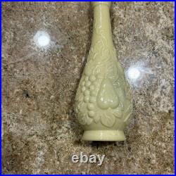 Vintage 18 3/4 Cream Milk Glass Fruit Motif Genie Bottle Decanter MCM