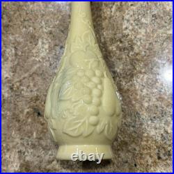 Vintage 18 3/4 Cream Milk Glass Fruit Motif Genie Bottle Decanter MCM