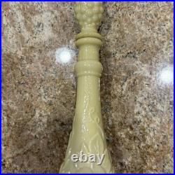 Vintage 18 3/4 Cream Milk Glass Fruit Motif Genie Bottle Decanter MCM