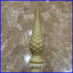 Vintage 18 3/4 Cream Milk Glass Fruit Motif Genie Bottle Decanter MCM