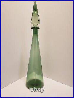 Vintage 18 Genie Bottle Spruce Green MCM Decanter With Stopper Empoli