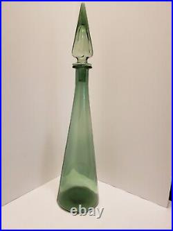 Vintage 18 Genie Bottle Spruce Green MCM Decanter With Stopper Empoli