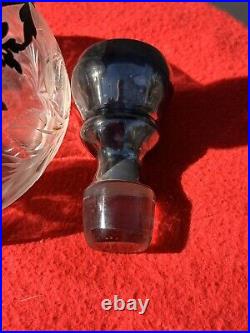 Vintage 1913 Larchmont Yacht Club Glass Decanter Trophy With Silver Overlay