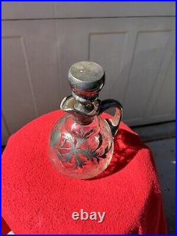 Vintage 1913 Larchmont Yacht Club Glass Decanter Trophy With Silver Overlay